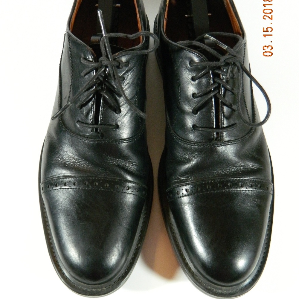 Johnston-amp-Murphy-Black-Cap-toe-Oxfords-Size-10